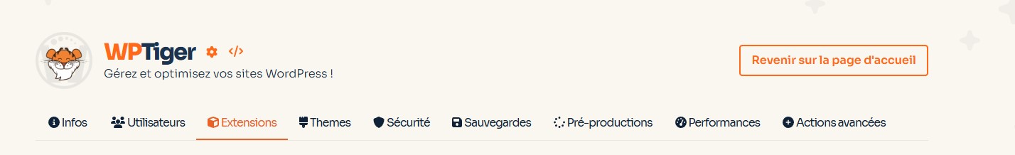 o2switch WP Tiger - Onglets